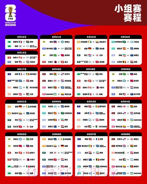 2026世界杯完整赛程时间表